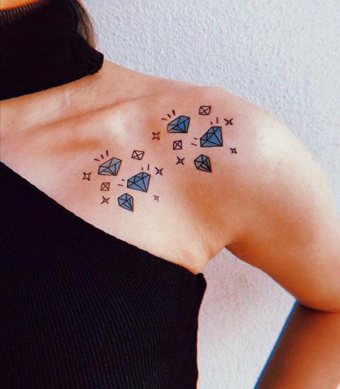 Kadın Elmas Diamond Detaylı Flash Tattoo Omuz Bel Kol Bacak Göbek Geçici Dövme