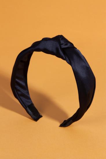 Kadın Siyah Renk Saten Düğümlü Lüx  Model Taç Saç Bandı