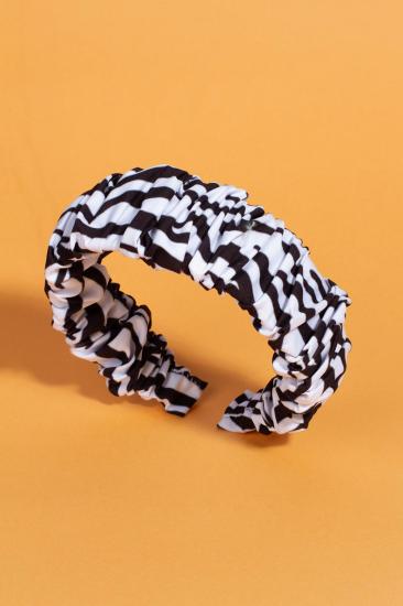 Kadın Zebra Model Büzgülü Lüx Taç Saç Bandı