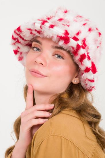 Kadın Kırmızı Özel Seri Peluş Bucket Şapka