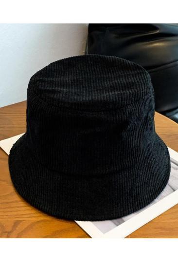 Siyah Kadife Bucket Şapka
