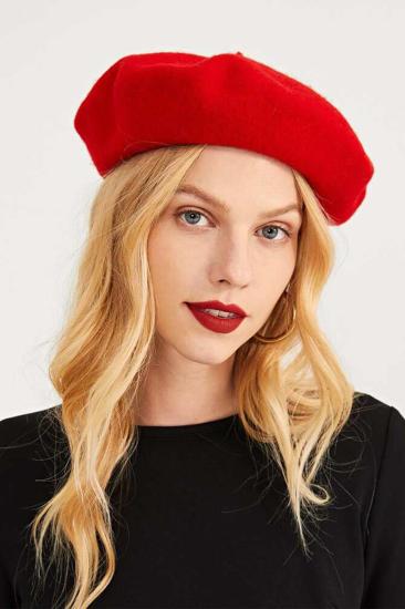 Kırmızı Fransız Ressam Keçe Bere Şapka
