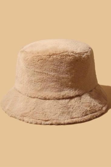 Camel Peluş Yumuşak Dokulu Bucket Şapka