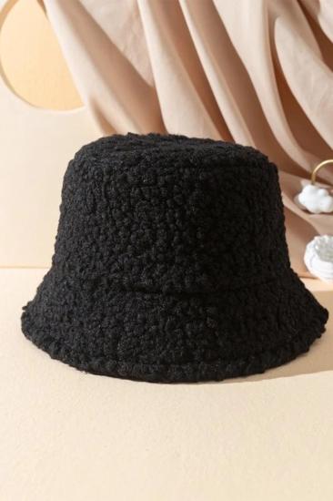 Siyah Teddy Peluş Bucket Şapka