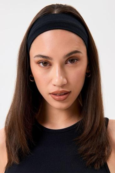 Kadın Trend Siyah Penye Pamuklu Saç Bandı Bandana